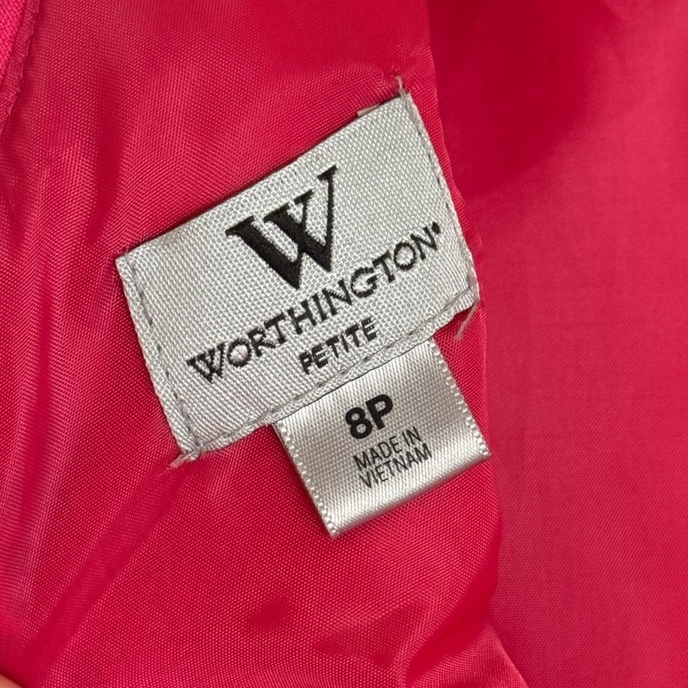 Worthington NWOT Pink Sheath Peplum Mini Dress with Cap Sleeves- Size 8P - Picture 3 of 7